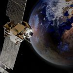 satellite in space above the Earth