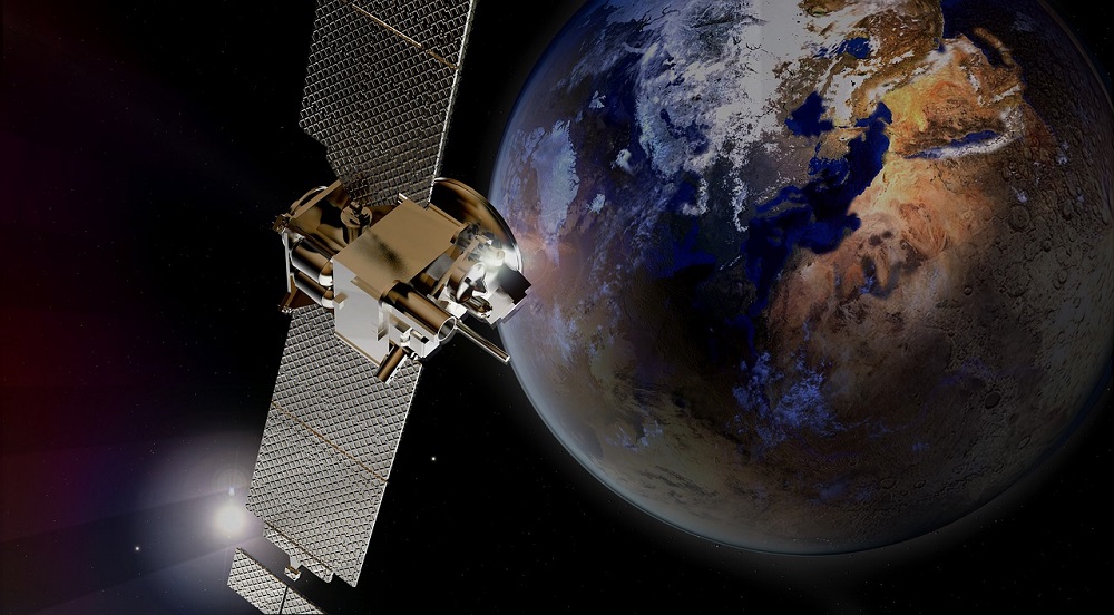 Satellite orbiting earth